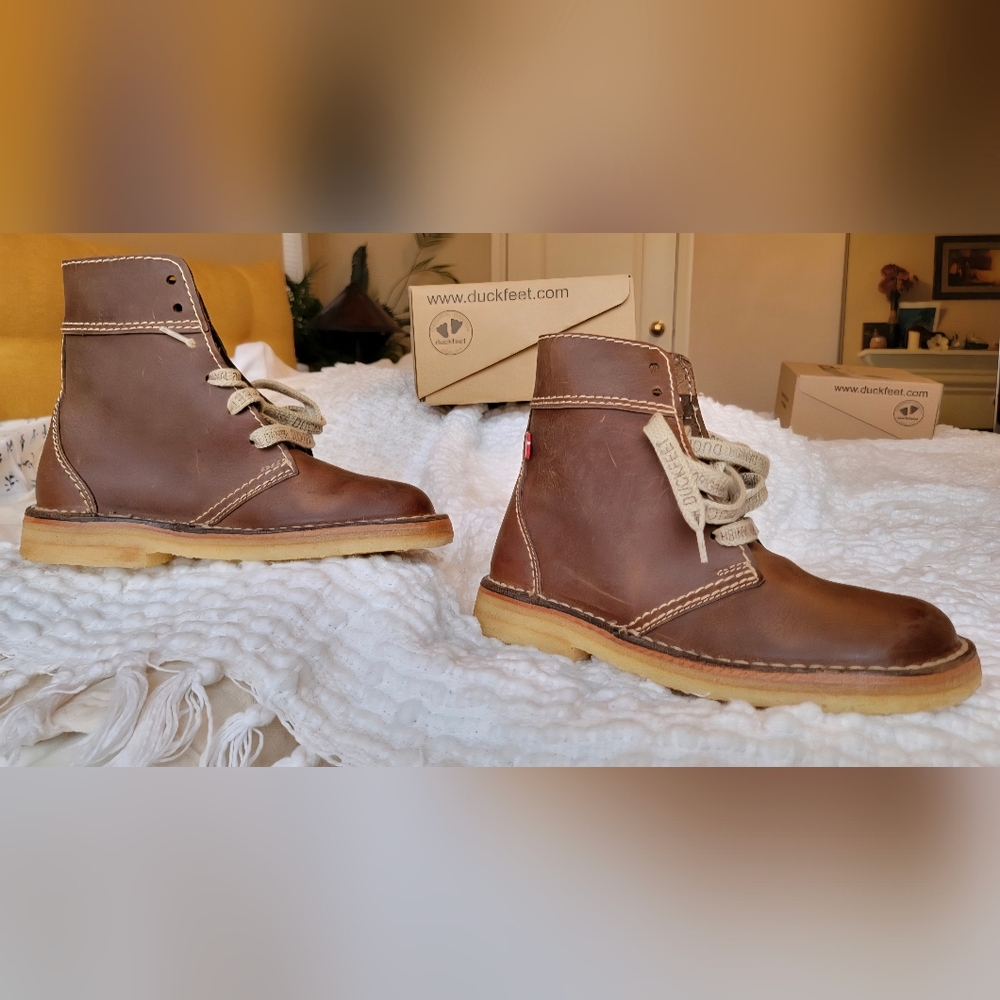 Duckfeet Lace Up Boots, Cocoa Făborg, UK Size 38, US 8